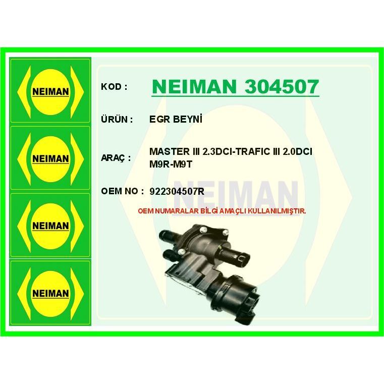 BESCHER EGR BEYNİ MASTER III 2.3DCI-TRAFIC III 2.0DCI M9R-M9T (922304507R)