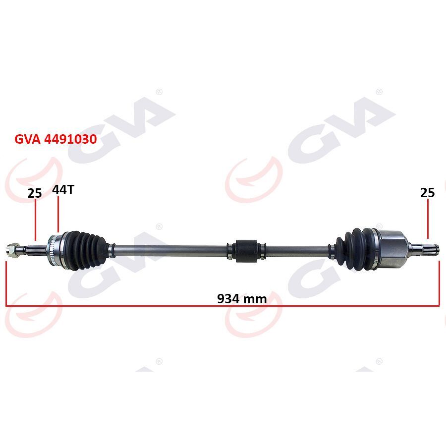 GVA KOMPLE AKS SAĞ HYUNDAI ELANTRA 1.6L G4ED BENZINLI 16V OTOMATIK VITES 01-06 ABS LI 25X25 - ABS 44 DIŞ KOMPLE BOY 934MM (495002D112)