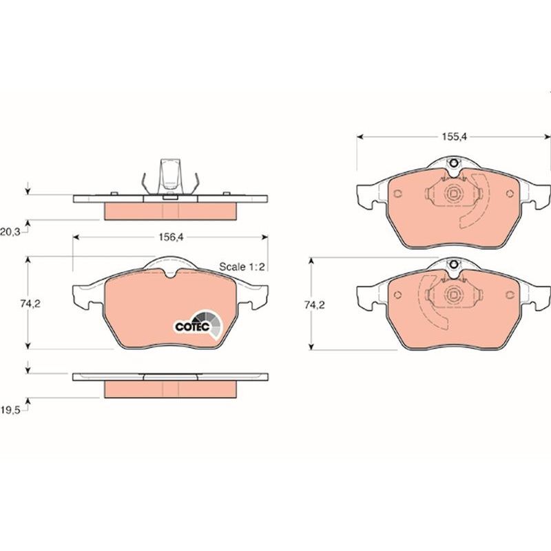 TRW ÖN BALATA VECTRA B.2.0I.2.5I V6 96/7.03 SAAB 900 II 93/2.98 9.3 9.5 98-03 (1605036)