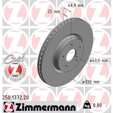ZIMMERMANN ON FREN AYNASI CONNECT 12 FOCUS III 11 15 KUGA 12 14 VOLVO V40 T2-T3-T4-T5 C30 06 12 C70 II 07 12 S40 II 05 12 V50 04 (1829608)