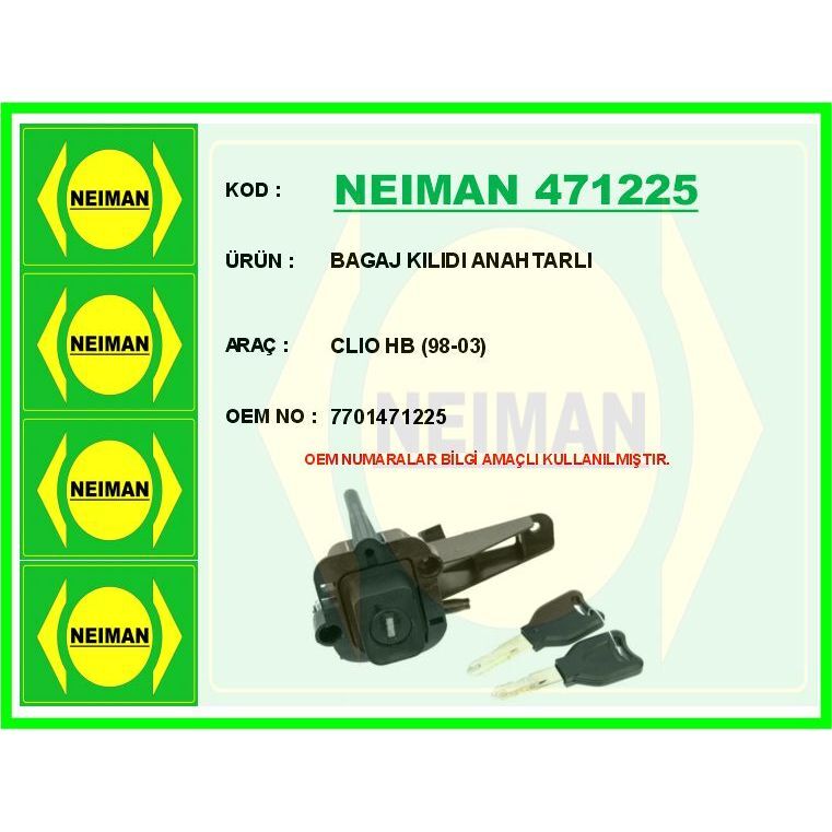 BESCHER BAGAJ KILIDI ANAHTARLI CLIO HB 98-03 (7701471225)