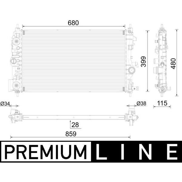 MAHLE RADYATÖR PREMIUM LINE OTOMATİK ASTRA J-ZAFIRA TOURER C-CRUZE 1.4-1.6 AL/PL/BRZ 680X397X28 (1300306)