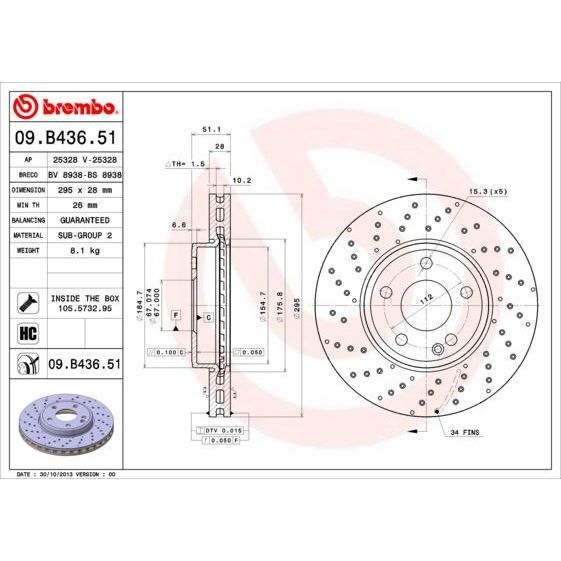 BREMBO FREN DISKI ON MERCEDES W176 W246 C117 X117 X156 (A2464212512)