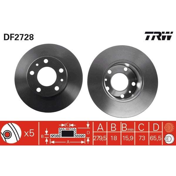 TRW ÖN FREN AYNASI BOXER 94-4.02 JUMPER 94-4.02 DUCATO 94/4.02 280X18X5DL 1.4Q (1300500080)