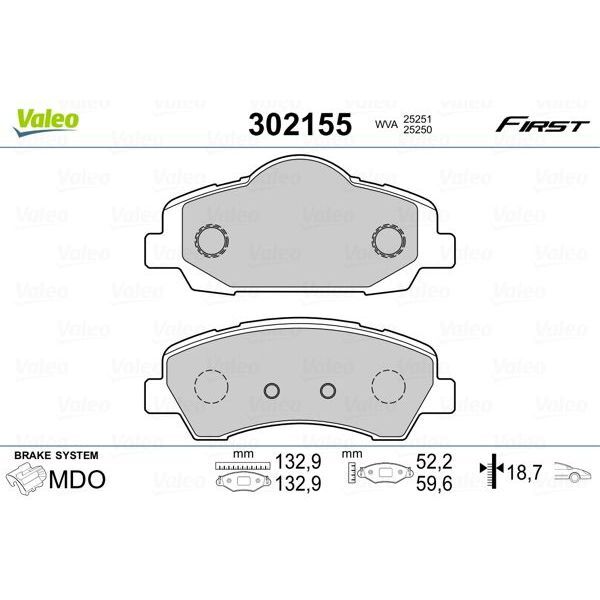 VALEO ÖN FREN BALATASI PEUGEOT P301 12 P308 13 CITROEN C-ELYSEE 12 C4 14 266MM (1608691380)