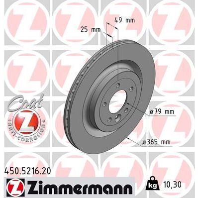 ZIMMERMANN FREN DISKI ARKA LAND ROVER RANGE ROVER L405 L494 (LR189047)