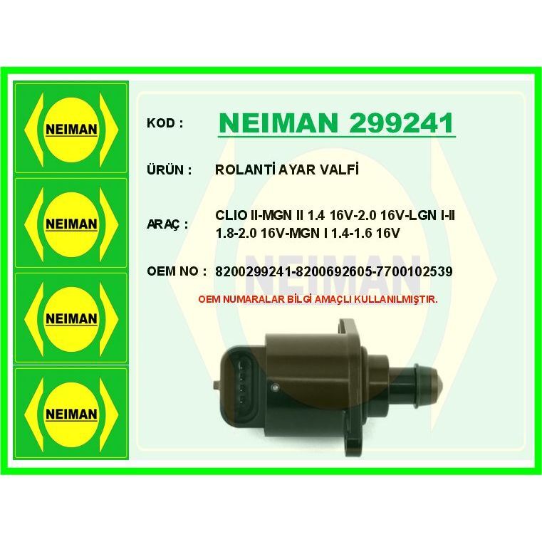 BESCHER ROLANTİ AYAR VALFİ CLIO II-MGN II 1.4 16V-2.0 16V-LGN I-II 1.8-2.0 16V-MGN I 1.4-1.6 16V (7700102539)
