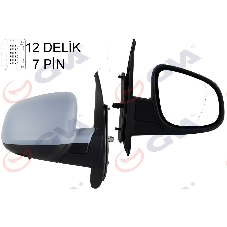 GVA DIŞ DİKİZ AYNASI SAĞ KANGOO-CITAN 13> ELEKTRİKLİ ISITMALI SENSÖRLÜ ASTARLI ASFERİK 7 FİŞ VM-6132EHPASR (963010714R)