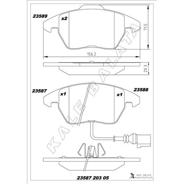 KALE BALATA ÖN BALATA FİŞLİ CADDY III 04 > GOLF IV V VI 97 > JETTA PASSAT 05 > POLO 09 > OCTAVIA 04 > (1K0698151)