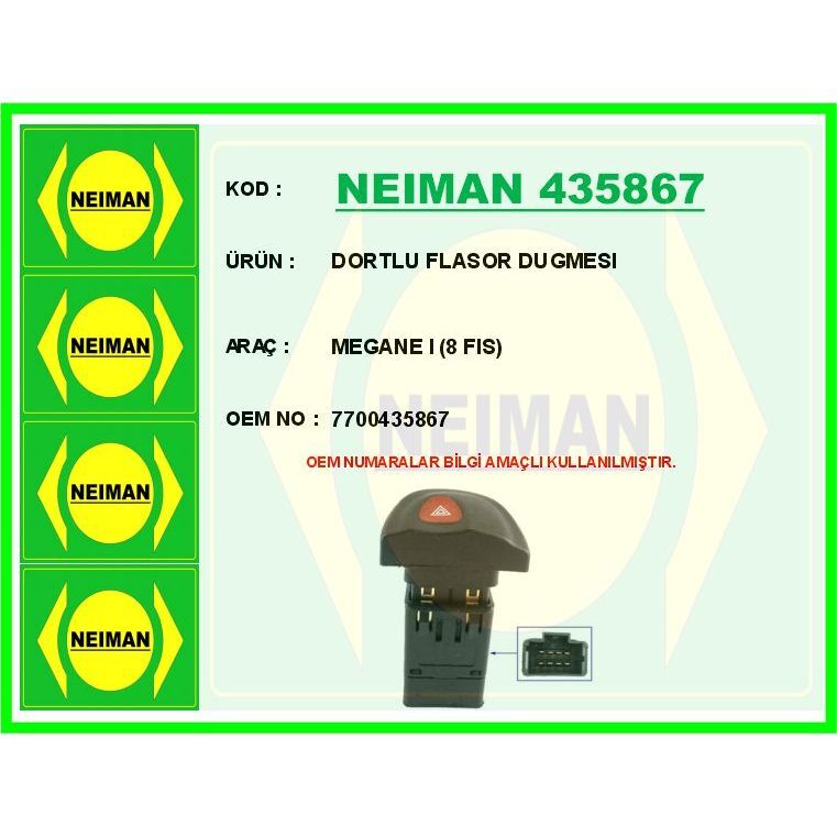 BESCHER DORTLU FLASOR DUGMESI MEGANE I 8 FIS (7700435867)