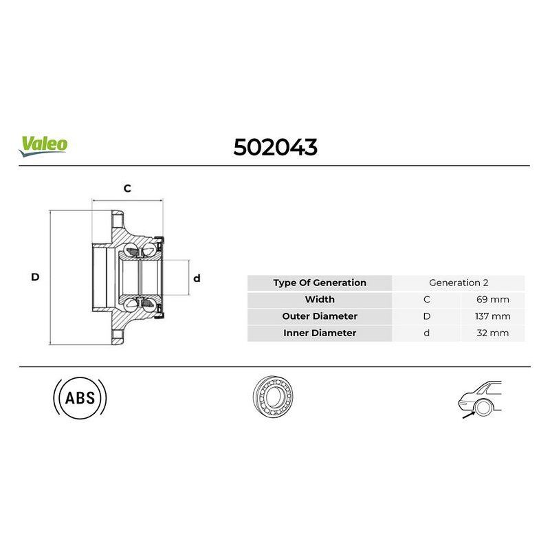 VALEO ARKA TEKERLEK PORYASI AUDI A3 1.6 2003.06 2007.09 (1T0598611)