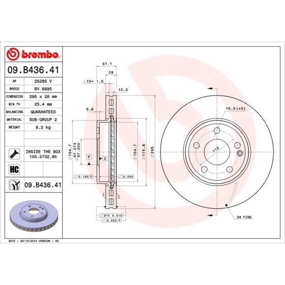 BREMBO FREN DISKI ON MERCEDES W176 W246 C117 X117 X156 (A2464212412)