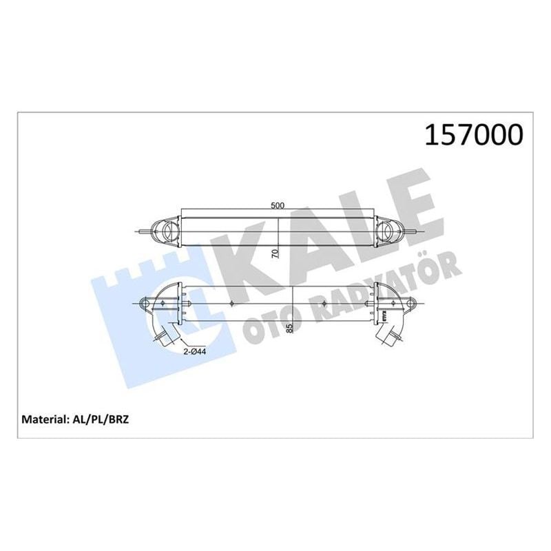 KALE RADYATOR TURBO RADYATÖRÜ INTERCOOLER DOBLO 1.9 JTD 01 500X70X85 AL AL SİSTEM (46779532)