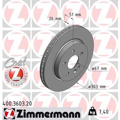 ZIMMERMANN FREN DISKI ON MERCEDES ML-CLASS W163 98>05 (A1634210212)