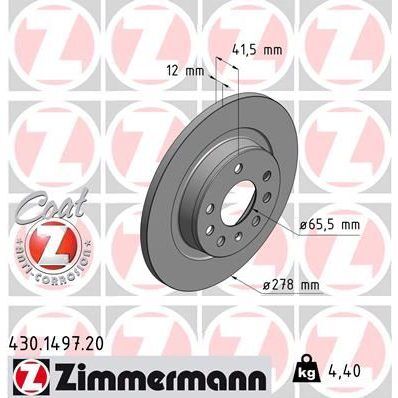 ZIMMERMANN ARKA FREN AYNASI VECTRA C 02> SIGNUM 03> SAAB 9.3 02> CROMA 05> 278X12X5DL DOLU (51799235)