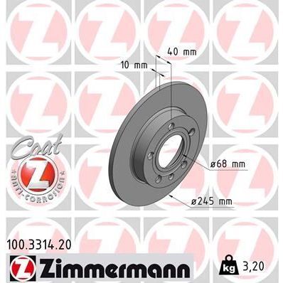 ZIMMERMANN ARKA FREN AYNASI AUDI A4 8E2.B6 11/00 A4 AVANT 8E5.B6 09/01 SEAT EXEO 09 245X9.9X10DL 986478986-DF4186 (8E0615601B)