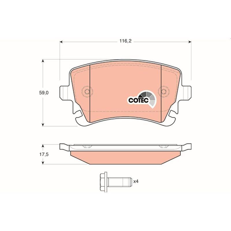 TRW ARKA BALATA VW TRANSPORTER T5 03-09 A4 04-09 A6 04-11 A8 03-10 FİŞSİZ (4B3698451)