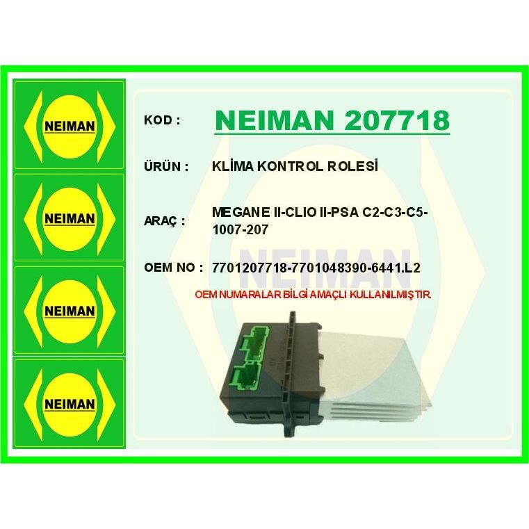 BESCHER KLİMA KONTROL ROLESİ MEGANE II-CLIO II-PSA C2-C3-C5-1007-207 (6441.L2)