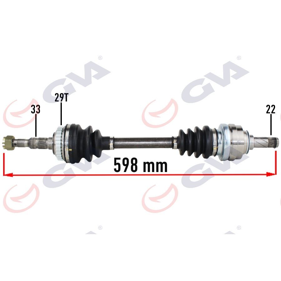 GVA KOMPLE AKS SOL OPEL VECTRA B 1.6 99-02 MAKYAJLI KASA ABS Lİ 29DİŞ 598MM (374349)