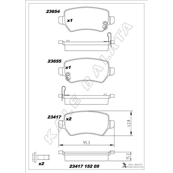 KALE BALATA ARKA FREN BALATA KIA CEED 1.6L G4FJ T-GDI 13-> / 1.6L D4FB CRDI DIZEL 12-> / VENGA 1.4L 1.6L 10-19 (1605086)