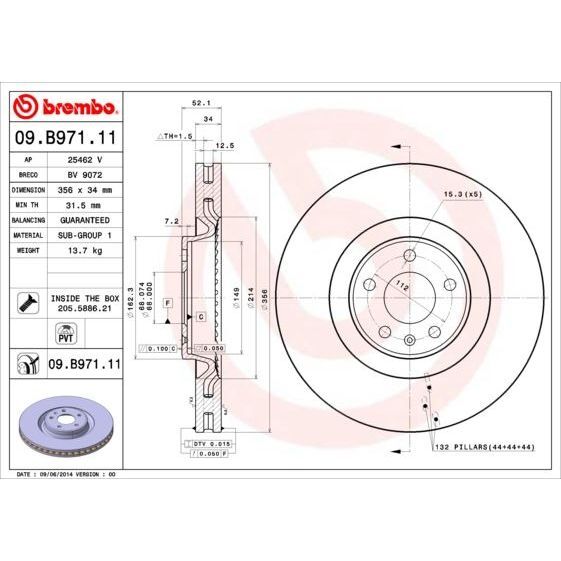 BREMBO FREN DİSKİ ÖN A6/A7/A8 (4G0615301A)