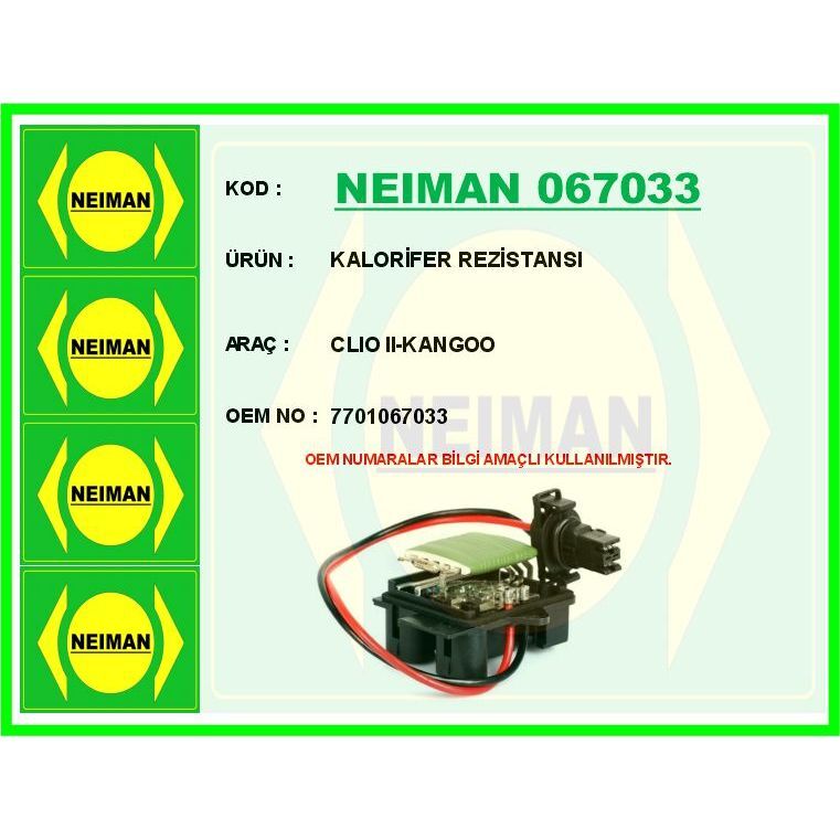 BESCHER KALORİFER REZİSTANSI CLIO II-KANGOO (7701067033)