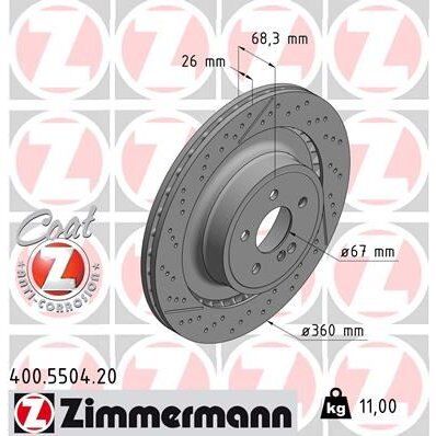 ZIMMERMANN FREN DISKI ARKA MERCEDES C204 C218 X218 W212 S212 (A2124230412)