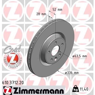 ZIMMERMANN ON FREN DISK AYNASI HAVALI VOLVO S60 II 10 15 S80 II 06 V60 I 11 15 V70 III 07 15 XC70 II 09 15 336CM CAP (30736313)