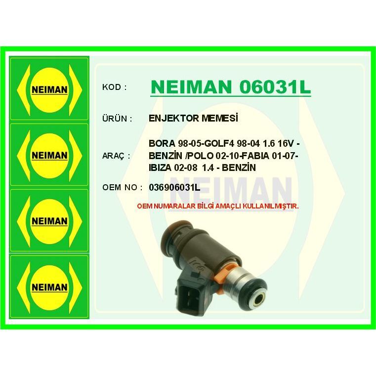 BESCHER ENJEKTOR MEMESİ BORA 98-05-GOLF4 98-04 1.6 16V - BENZİN /POLO 02-10-FABIA 01-07-IBIZA 02-08 1.4 - B (036906031L)