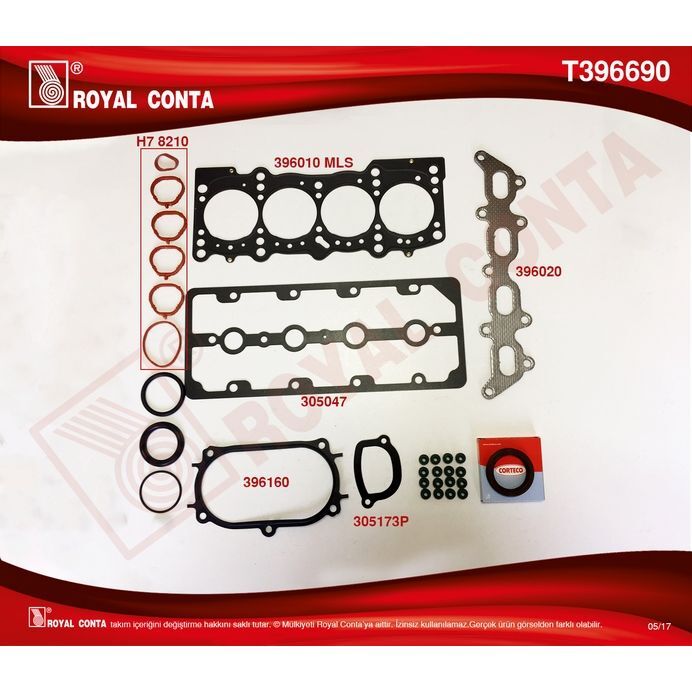 ROYAL ÜST TAKIM CONTA REINZ KEÇELİ LASTİKLİ PALIO-ALBEA 1.2 16V 80HP 188A5.000 (71739160)