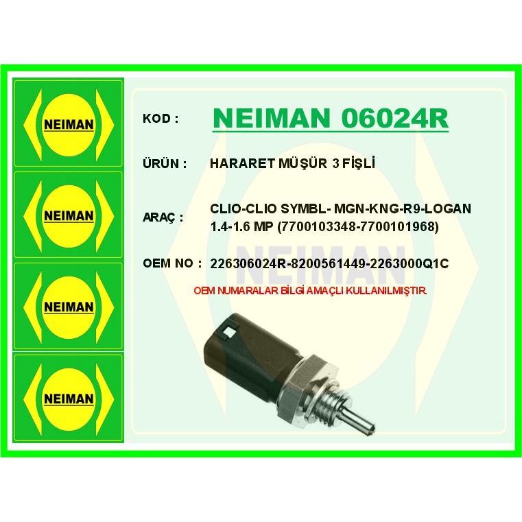BESCHER HARARET MÜŞÜR 3 FİŞLİ CLIO-CLIO SYMBL- MGN-KNG-R9-LOGAN 1.4-1.6 MP 7700103348-7700101968 (2263000Q1C)