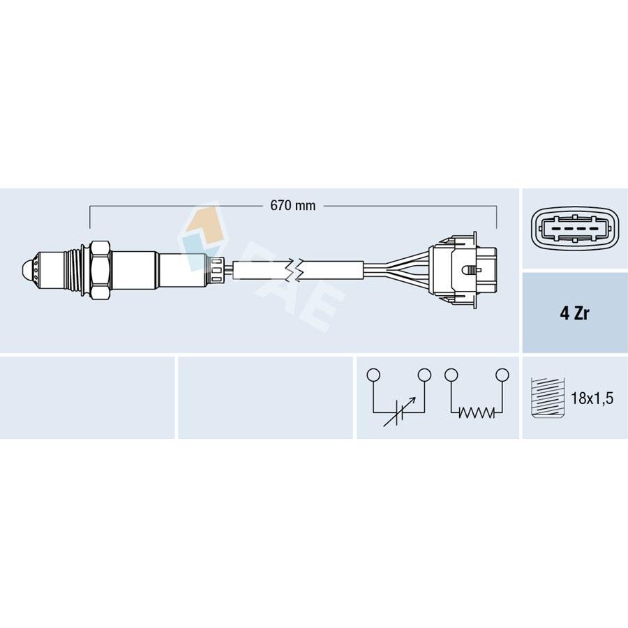FAE OKSİJEN SENSÖRÜ KATALİZATÖR ASTRA G-H-CORSA C-MERIVA-VECTRA B-C-ZAFIRA A-B-TIGRA 1.8 XER-XE-XEL 7 41MM (55353812)