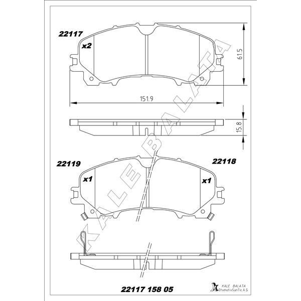 KALE BALATA ÖN FREN BALATA NISSAN X-TRAIL 1.6L R9M DCI T32 DIZEL 5 KOLTUKLU ARAÇLAR IÇIN 14-> (D10604CC0A)
