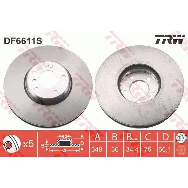 TRW FREN DISKI ON ADET SOL BMW F10 F01 F06 F07 F12 F13 (34116785669)