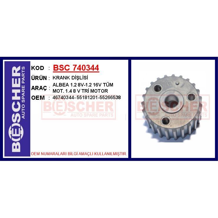 BESCHER KRANK DİŞLİSİ ALBEA 1.2 8V-1.2 16V TÜM MOT. 1.4 8 V TRİ MOTOR (46740344)