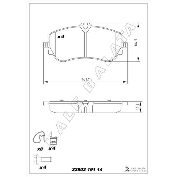 KALE BALATA BALATA ARKA TGE PANELVAN / VAN-PLATFORM ŞASİ 16- (2H6698451)