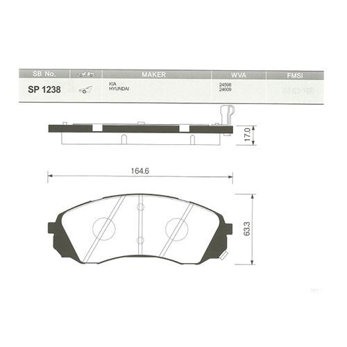 SANGSIN ÖN FREN BALATA HYUNDAI H-1 2.5L D4CB CRDI 140HP 06- / KIA CARNIVAL 2.7L 2.9L 06- (581014DE00)