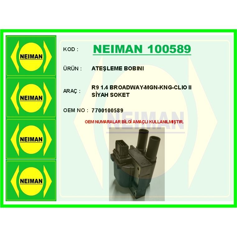 BESCHER ATEŞLEME BOBINI R9 1.4 BROADWAY-MGN-KNG-CLIO II SİYAH SOKET (7700100589)