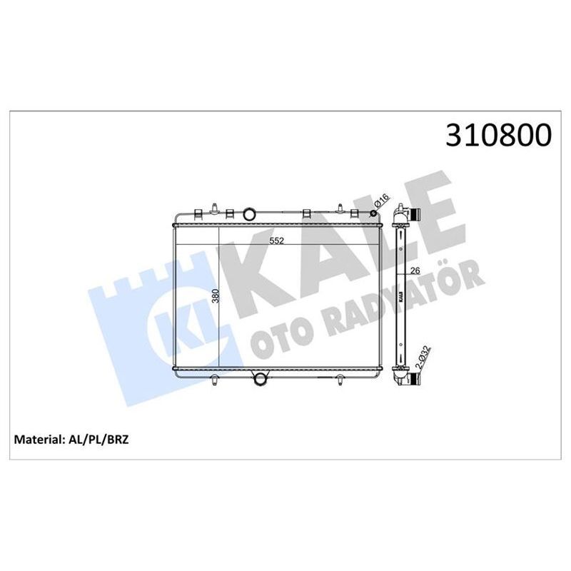KALE RADYATOR RADYATÖR 307-407-C4-C5-BERLINGO-PARTNER1.6-1.8-2.0 HDİ AC KLİMASIZ MEK 380X552X26 (1330.F5)