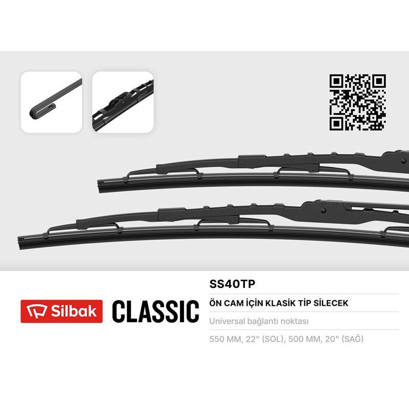 SILBAK SİLECEK SÜPÜRGESİ 550/500MM MGN-XSARA-P306-BRAVA-BRAVO-MONDEO-CONNECT 02 13 T12-T15 92 00 (2T1AS17528AA)