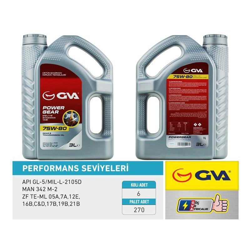 GVA ŞANZIMAN YAĞI 75W80 3LT API GL-5 (75W80)