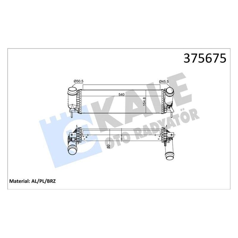 KALE RADYATOR TURBO RADYATÖRÜ INTERCOOLER NISSAN NAVARA NP300 2.3 DCI 15 MERCEDES X-CLASS 2.3 3.0D 15 BRAZING 80MM (144614JA0B)