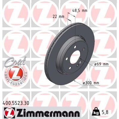 ZIMMERMANN FREN DISKI ARKA MERCEDES W205 S205 C205 A205 C257 W213 C238 (A0004231812)