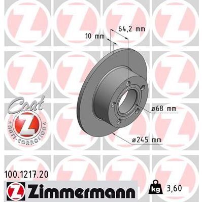 ZIMMERMANN ARKA FREN AYNASI PASSAT- 96-05 AUDI100 90-94 A6 1.8T-1.9TDI 94-05 SUPERB 02-08 245X10X5DL 986478132-986479B22-DF2651 (4A0615601A)