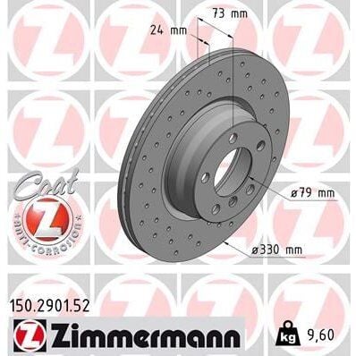 ZIMMERMANN ÖN FREN AYNASI BMW 2 F22-F87 3 F30-F80 3 F31 DELİKLİ 0986479A06-DF8050 (6792221)