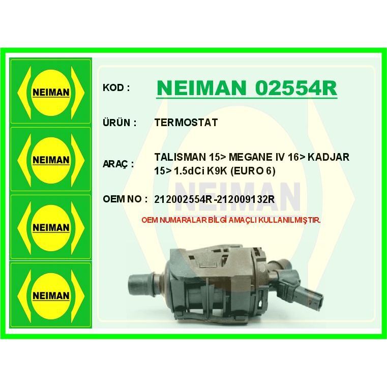 BESCHER TERMOSTAT TALISMAN 15> MEGANE IV 16> KADJAR 15> 1.5DCI K9K EURO 6 (212002554R)