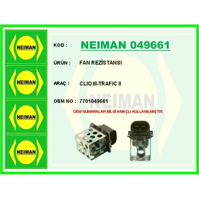 BESCHER FAN REZİSTANSI CLIO III-TRAFIC II (7701049661)