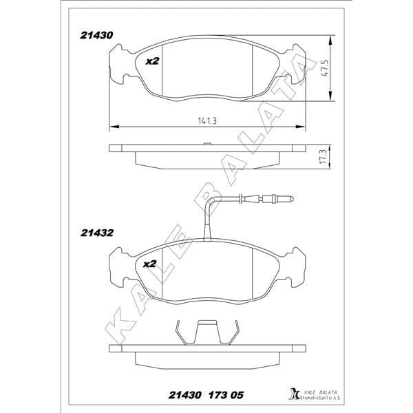KALE BALATA ÖN FREN BALATASI FİŞSİZ PEUGEOT P106 93>04 P205 87>90 P306 93-01 CITROEN XSARA 97>05 SAXO 96>0 3 247MM (4251.03)