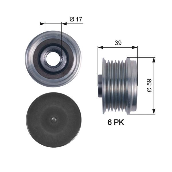 GATES ŞARJ DİNAMO ALTERNATÖR KASNAĞI ASTRA H-CORSA C-D-COMBOC-D-MERIVA-TIGRA-DOBLO-FIORINO-PUNTO-PALIO- 1.0-1.2-1.4-1.3 CDTI (6204229)