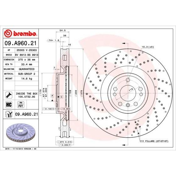 BREMBO FREN DISKI ON 4-MATIC MERCEDES W166 X166 C292 (A1664211600)